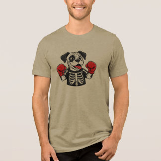 Rolig Bulldog Halloween Skelett Boxning Hund T Shirt