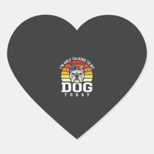 Rolig Bulldog Hund Älskare Retro Citat Hjärtformat Klistermärke