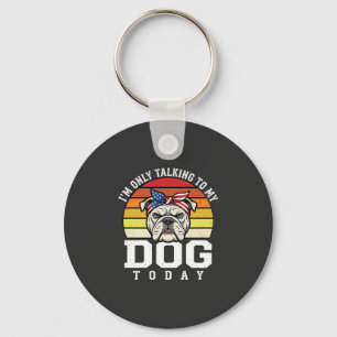 Rolig Bulldog Hund Älskare Retro Citat Nyckelring