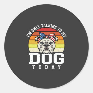 Rolig Bulldog Hund Älskare Retro Citat Runt Klistermärke