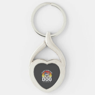 Rolig Bulldog Hund Älskare Retro Citat Twisted Heart Silverfärgad Nyckelring