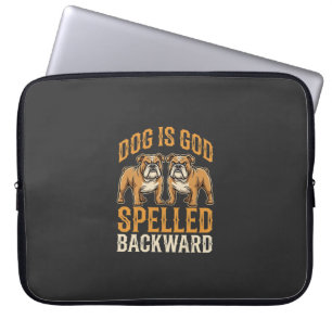 Rolig Bulldog Hund Är GUD Baklänges Stavad Laptop Fodral