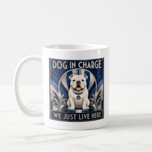 Rolig Bulldog Hund Kör Huset Kaffe Kopp - Mugg  (Vänster)