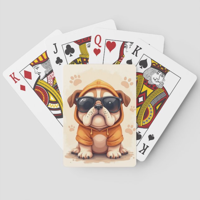 Rolig Bulldog Kawaii Hund Casinokort (Baksidan)