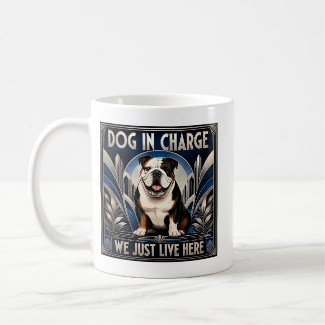 Rolig Bulldog Regerar Huset Kaffe Kopp - Mugg  (Vänster)