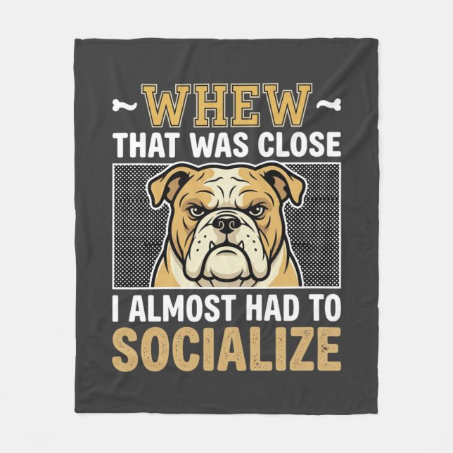 Rolig Bulldog Socialisera Hund Fleecefilt (Framsidan)