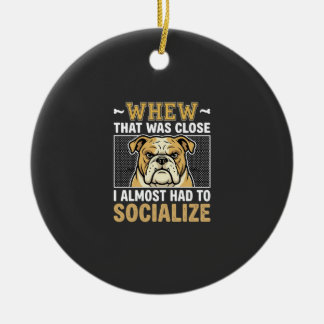 Rolig Bulldog Socialisera Hund Julgransprydnad Keramik