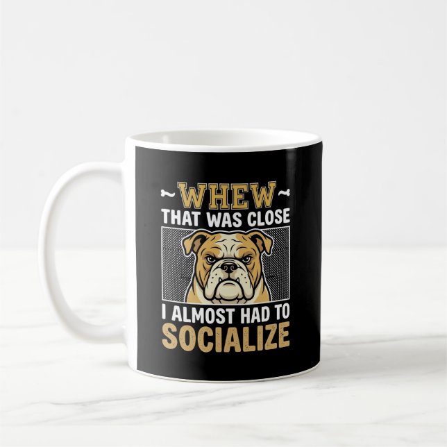 Rolig Bulldog Socialisera Hund Kaffemugg (Vänster)