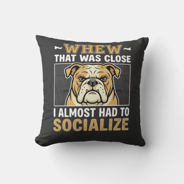 Rolig Bulldog Socialisera Hund Kudde (Framsida)