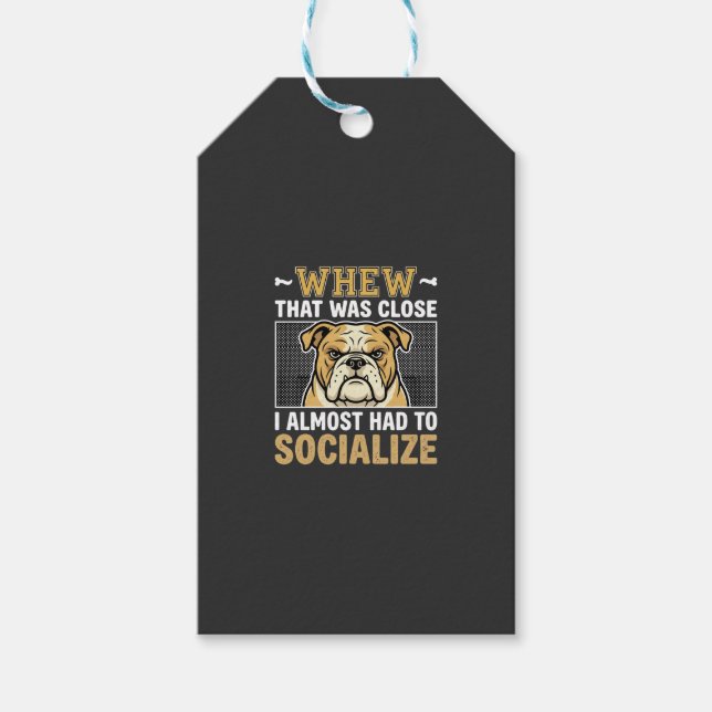 Rolig Bulldog Socialisera Hund Presentetikett (Framsidan)