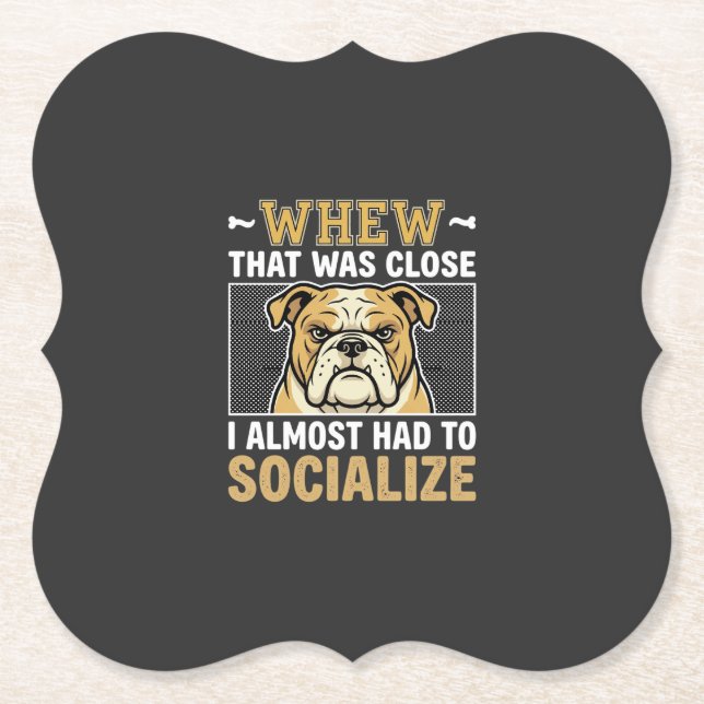Rolig Bulldog Socialisera Hund Underlägg Papper (Framsida)