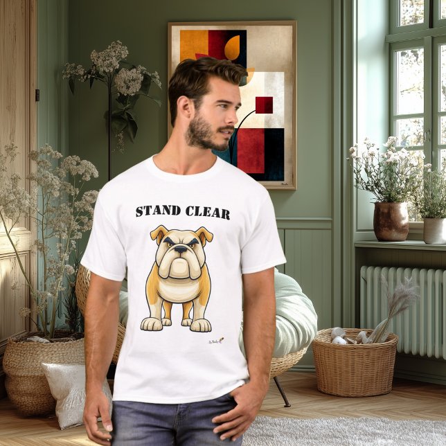 Rolig Bulldog T-Shirt med 'Håll Avstånd' (Skapare uppladdad)