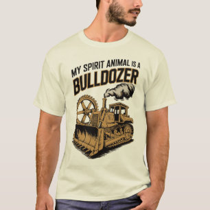 Rolig Bulldozer Andlig Djur Vintage Minimalist T Shirt