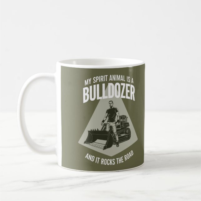 Rolig Bulldozerförare som säger Minimalistisk Vint Kaffemugg (Vänster)