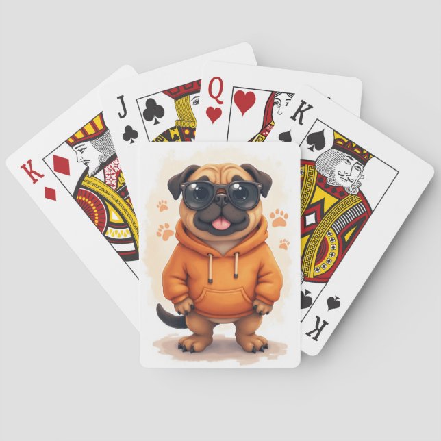 Rolig Bullmastiff Kawaii Hund Casinokort (Baksidan)