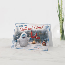 Rolig Bumble Yeti och Elf Grillad jul Tack Kort