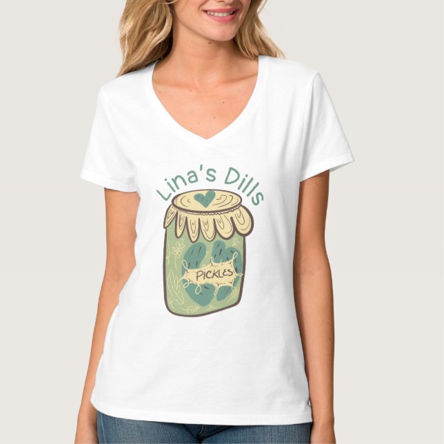 Rolig burk med dillade gröna pickles mat älskare t shirt (Framsida)