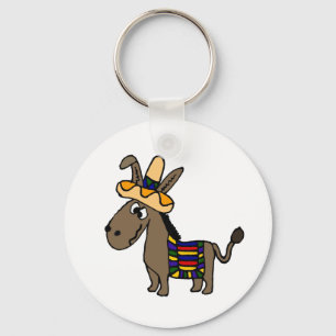 Rolig Burro med sombreroen och filten Nyckelring