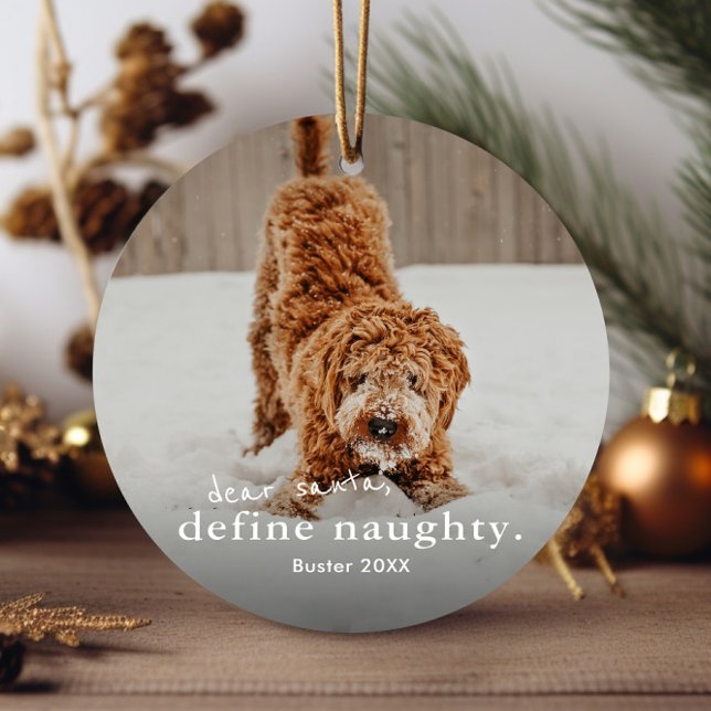Rolig busig husdjur 2 foto jul  julgransprydnad keramik (Funny Pet Photo Christmas Tree Ornament.)