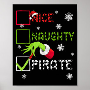 Rolig Busig Pirat Jul Xmas Män Kvinnor Kid Poster