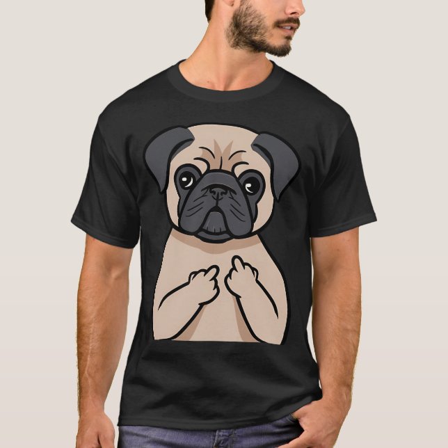 Rolig busig pug hund djur kärlek  t shirt (Framsida)