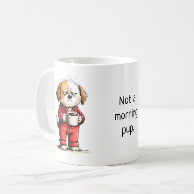   Rolig Butter Dog - Inte en Morgon Valp Kaffemugg (Framsida vänster)