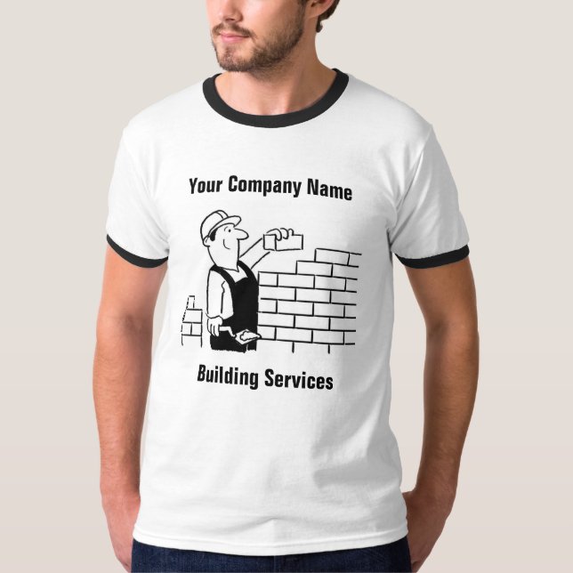 Rolig Byggtjänst Tecknad T-Shirt (Framsida)