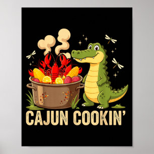 Rolig Cajun Louisiana-kokad alligator kräftor Mard Poster