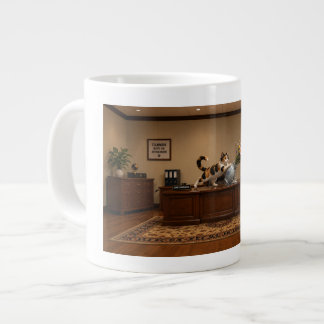 Rolig Calico Katt som Slår Omkull en Vas | Kaos Jumbo Mugg