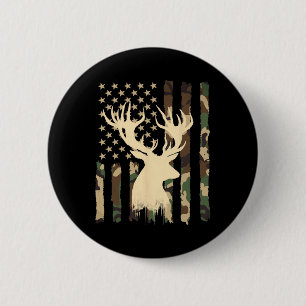 Rolig camouflage USA-flagga Whitetail Buck Deer-ja Knapp