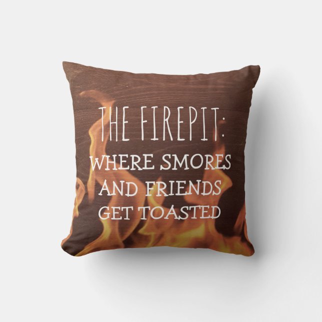 Rolig campa campare Firepit Smores för ordstäv | Kudde (Framsida)