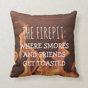Rolig campa campare Firepit Smores för ordstäv Kudde