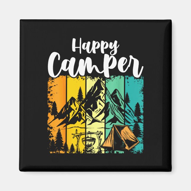 Rolig campare utomhusaktivitet campingälskare glad magnet (Framsidan)