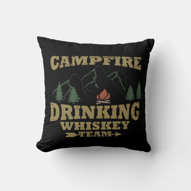 Rolig camping-citat för whisky kudde (Framsida)