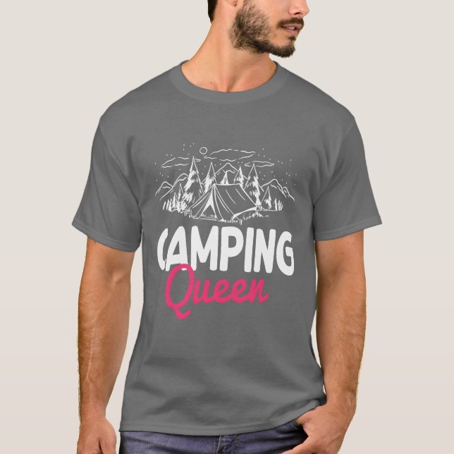 Rolig Camping Drottning Matchande Design retro T Shirt (Framsida)