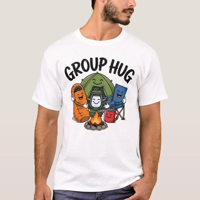 Rolig Camping Elddans Grupp Knuff T Shirt (Framsida)