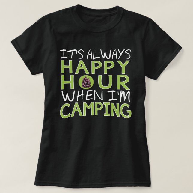 Rolig Camping Glad Timme Utomhusäventyr T Shirt (Design framsida)