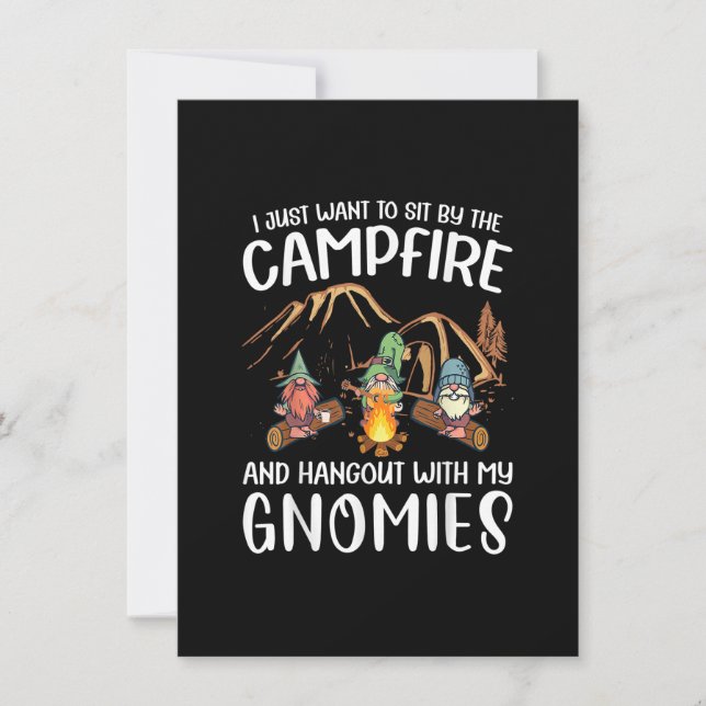 Rolig Camping Gnom Träff Med Mina Gnomar Campfire Inbjudningar (Framsida)