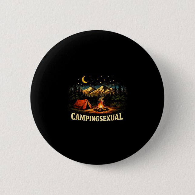 Rolig camping lägereld berg utomhus knapp (Framsida)