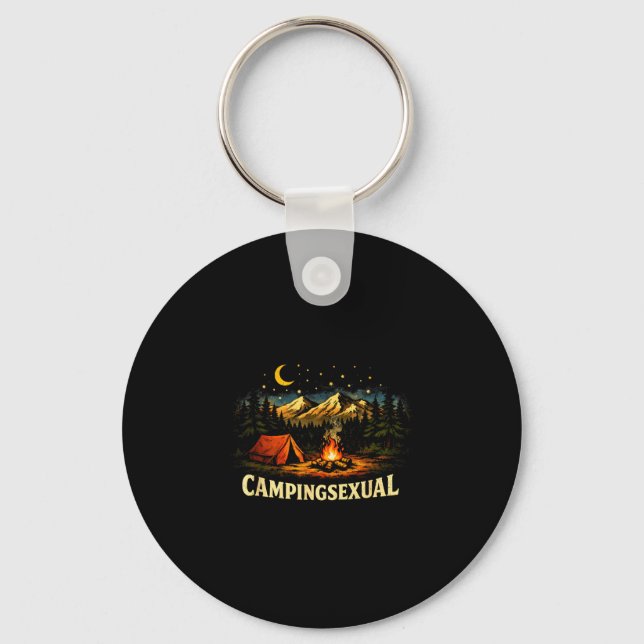 Rolig camping lägereld berg utomhus nyckelring (Framsida)
