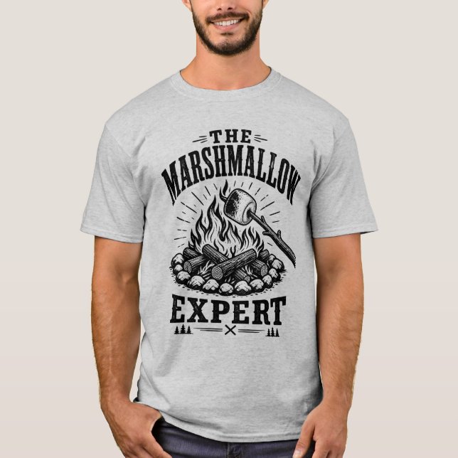 Rolig Camping Marshmallow Lägereld Äventyrspresent T Shirt (Framsida)