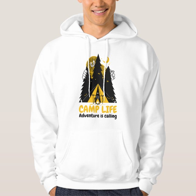 Rolig Camping Monster – Camp Liv Äventyr Hoodie (Framsida)