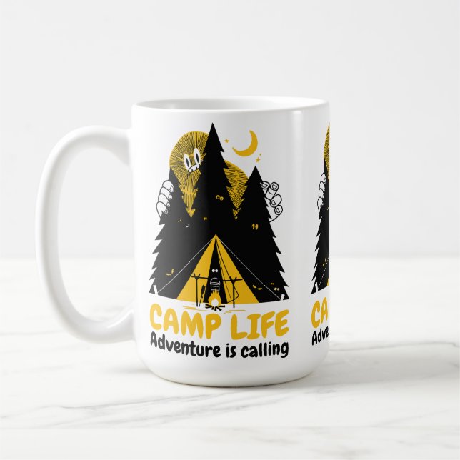 Rolig Camping Monster – Camp Liv Äventyr Kaffemugg (Vänster)