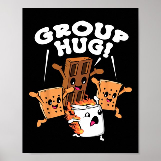 Rolig Camping Smores Grupp Knuff Marshmallow Chokl Poster (Framsidan)