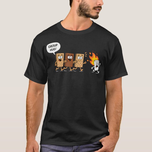 Rolig Camping S'Mores Grupp Knuff Söt Marshmallow  T Shirt (Framsida)