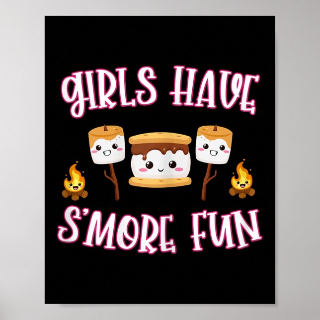 Rolig Camping Smores Tjejer Har Mer Kul Söt Kaw Poster (Framsidan)