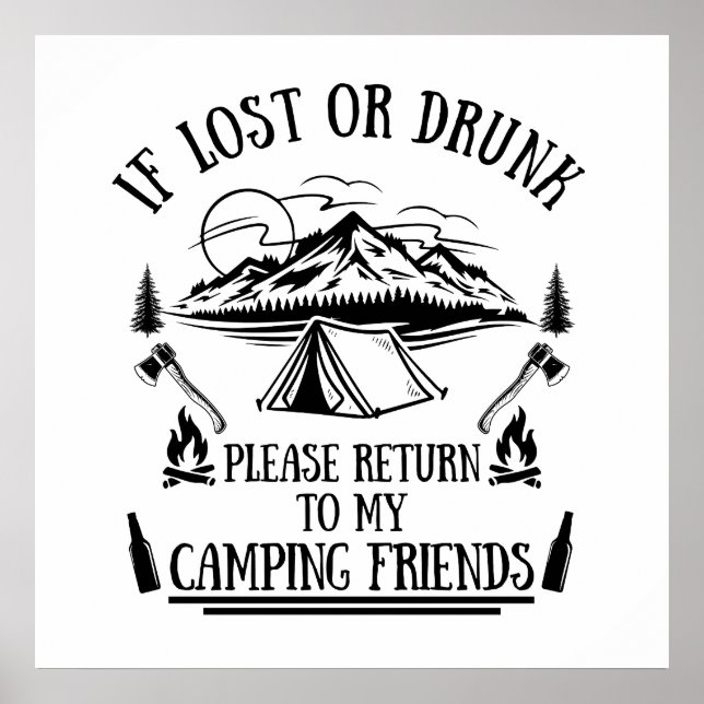 Rolig campingslogan campingtillbehör dricksramsor poster (Framsidan)