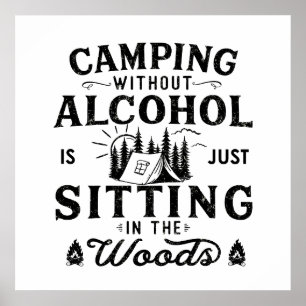 Rolig campingslogan campingtillbehör dryckesordspr poster