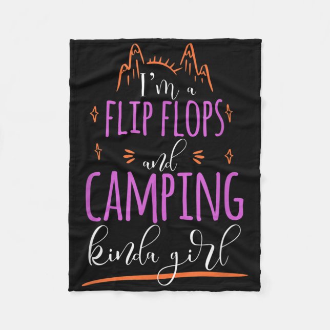 Rolig campingtröja för kvinnor Flip Flops Och Camp Fleecefilt (Framsidan)