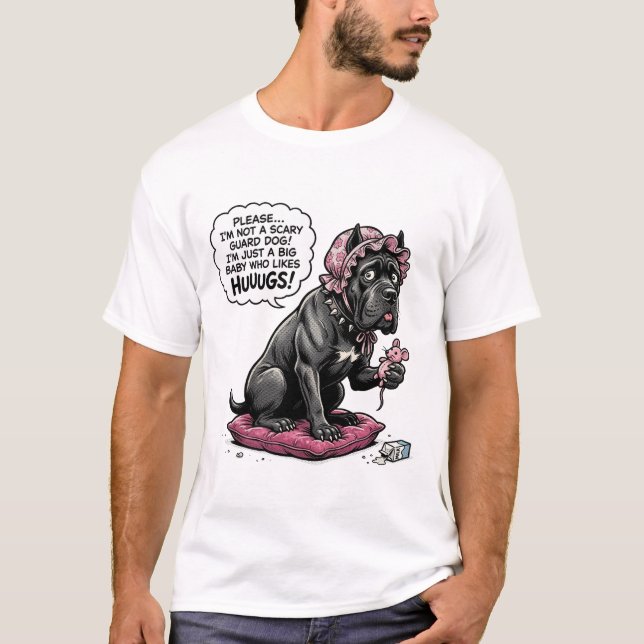 Rolig Cane Corso Peekaboo T Shirt (Framsida)
